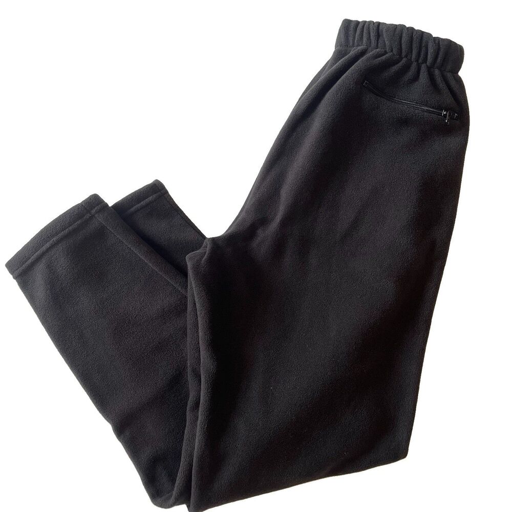 Vintage Y2k 00s Columbia Womens Large Sweatpants Sweats Thick Fuzzy Fleece Black
